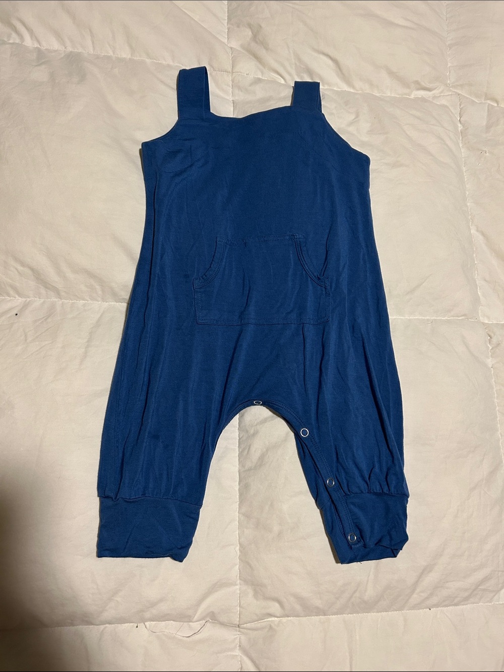 EUC Kate Quinn Blue Bamboo Button Overalls
